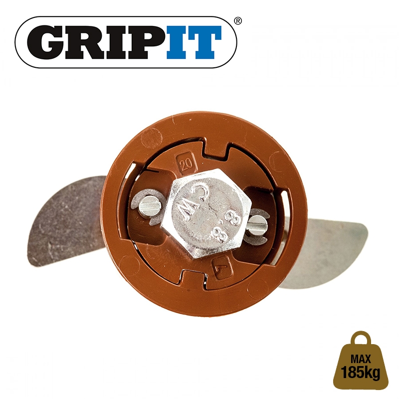 Grip It 20mm Brown Plasterboard Fixings 185kg Max Load - Pack of 25