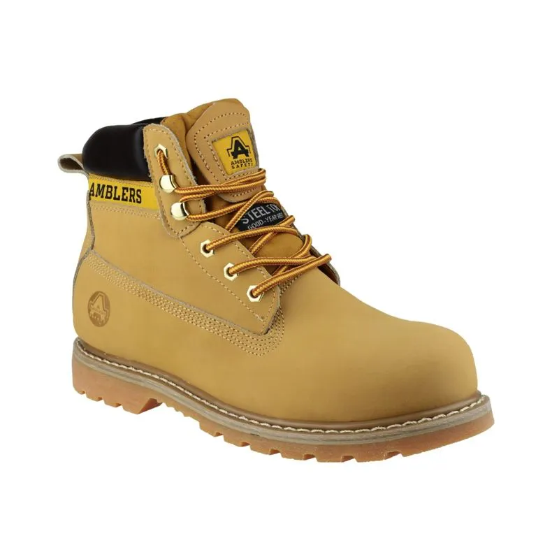 Steel Toe Cap Safety Boots in Honey FS7 by Amblers Size to 13