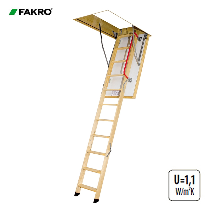 Fakro LDK Sliding Section Wooden Loft Ladder - 70cm x 120cm x 3m