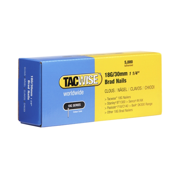 18G Brad Nails 30mm by Tacwise - Box of 5000