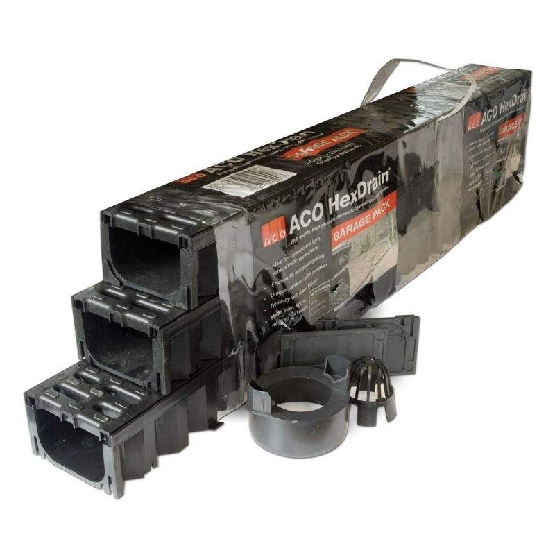 ACO Hexdrain 3m Garage Channel Drainage with Plastic Grate Pack