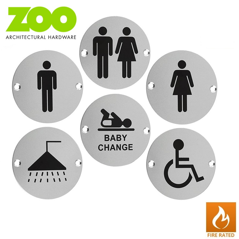 Baby Change Symbol - Zoo Hardware Toilet and Bathroom Door Satin Stainless Steel Plaque Signs 76mm
