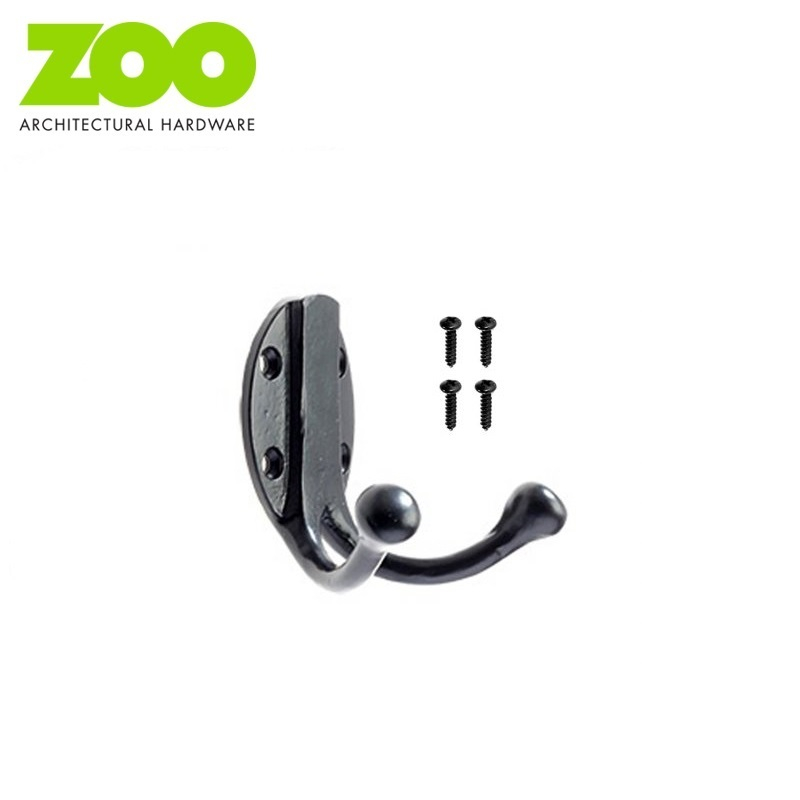 Black Antique Traditional Double Coat Hook
