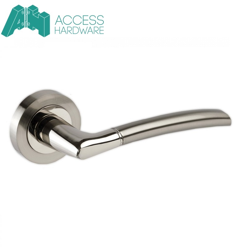 CURVED Internal Door Handle Pair Lever on Rose in Duo Chrome D24