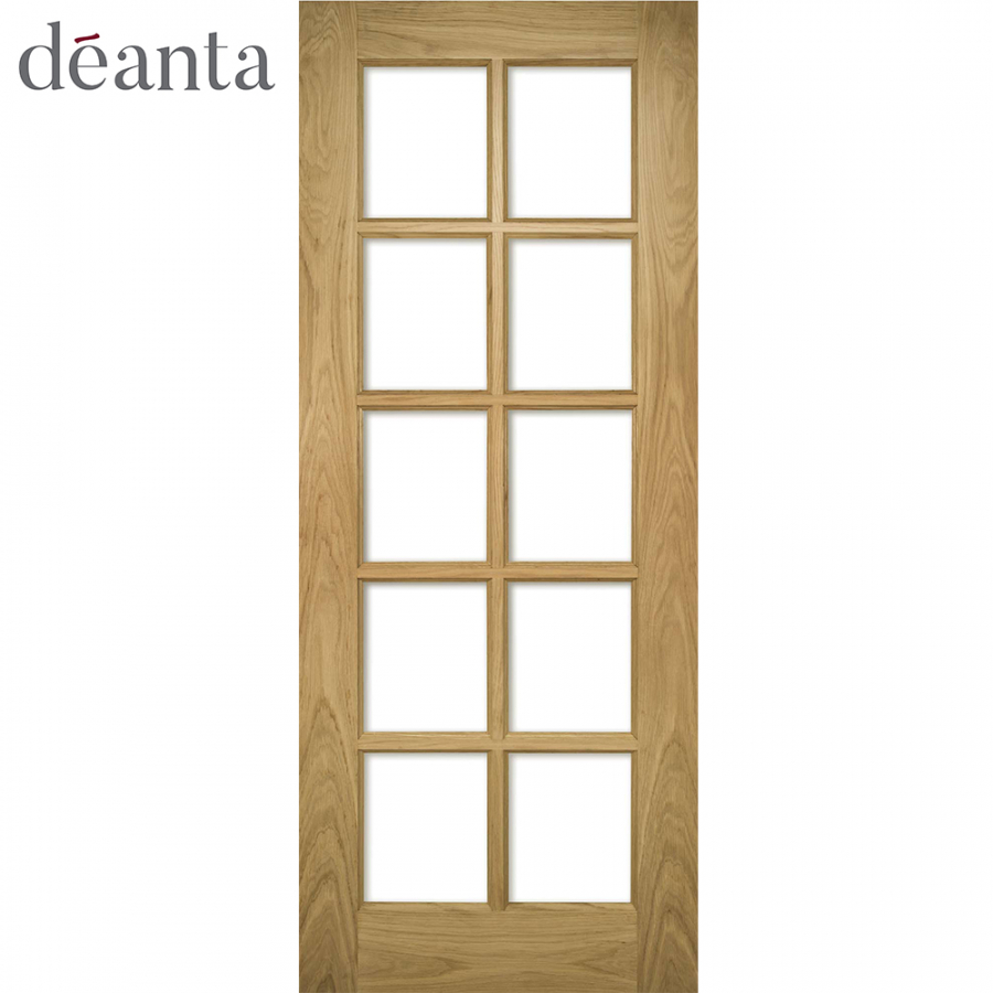 Deanta Bristol Unfinished Oak Glass Internal Door