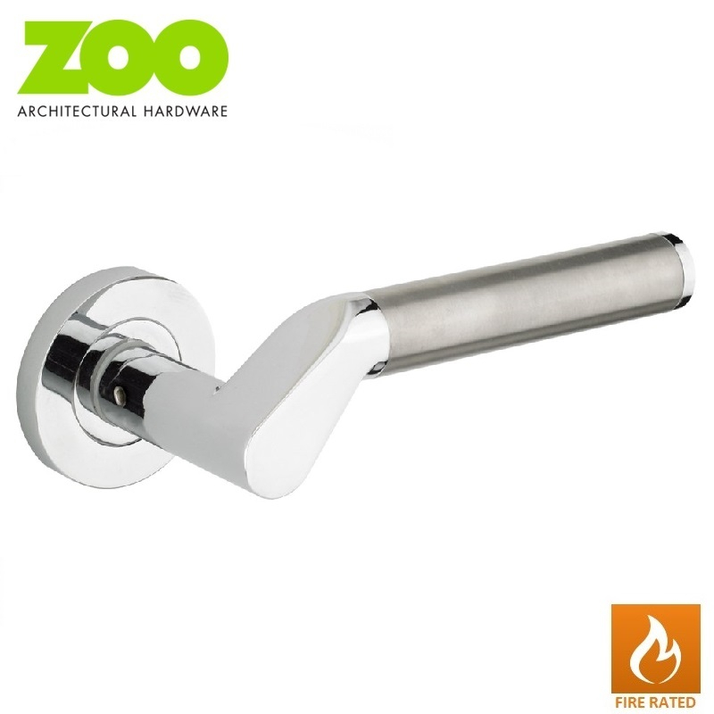 Designer Zinc VENUS Internal Lever on Rose Fire Rated Door Handle Pair