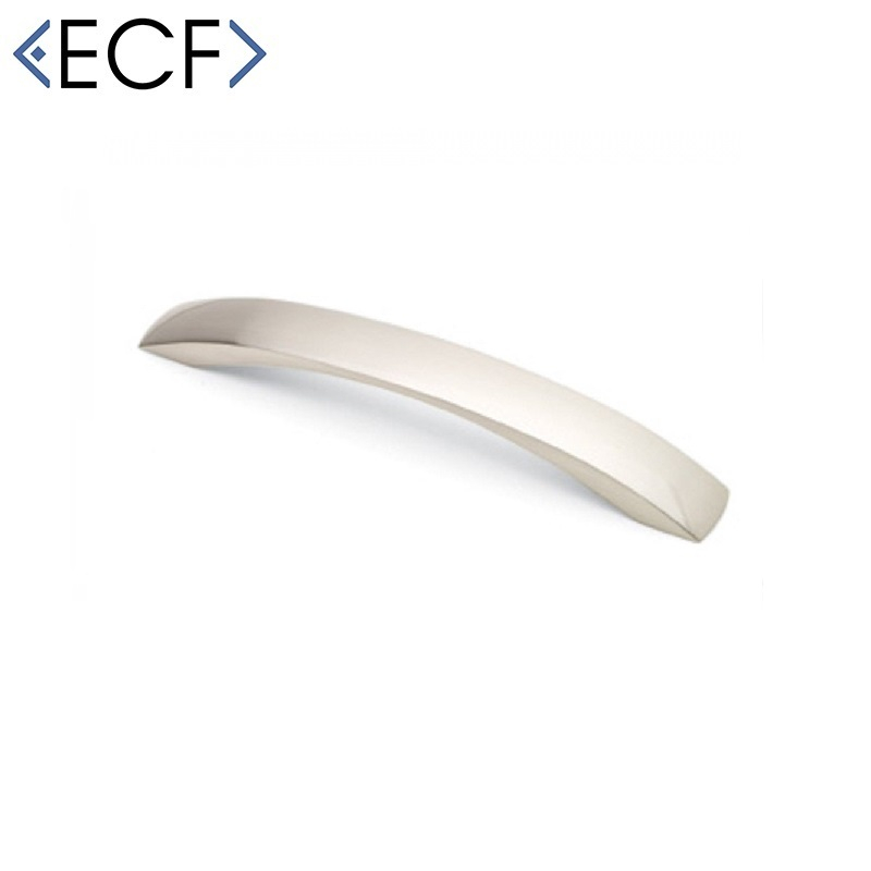 FLAT CURVED Cupboard Door Bow Pull Handles in Brushed Nickel