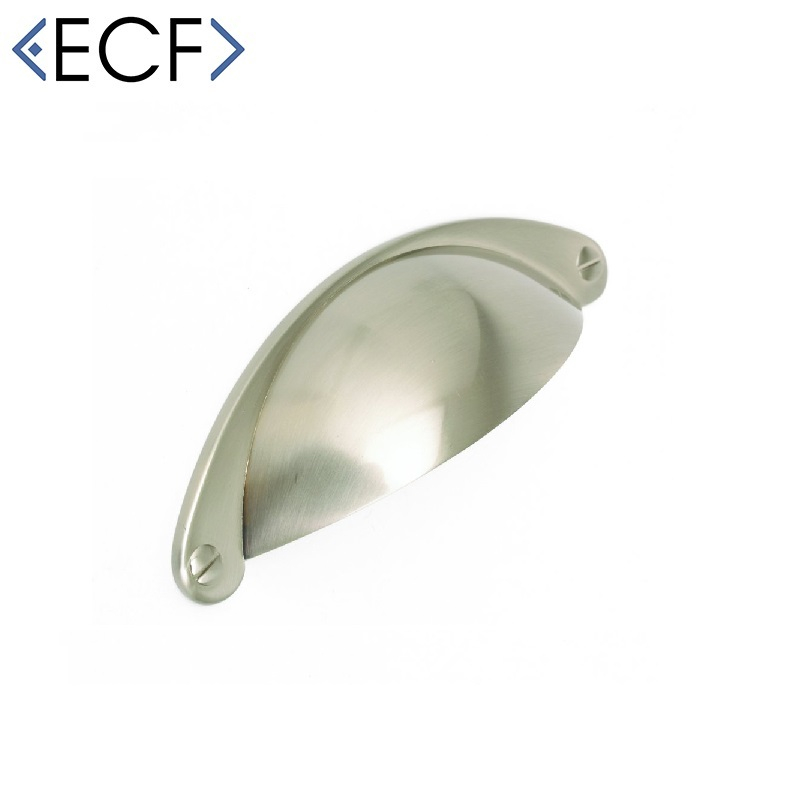 SHAKER Brushed Nickel Cupboard Door and Drawer Cup Handle with Faux Screws