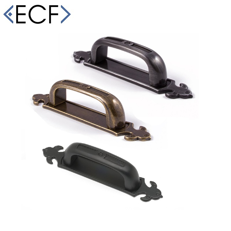 East Coast Traditional Fleur de Lys D Style Door Pull Handle on Back Plate 120mm (Antique)