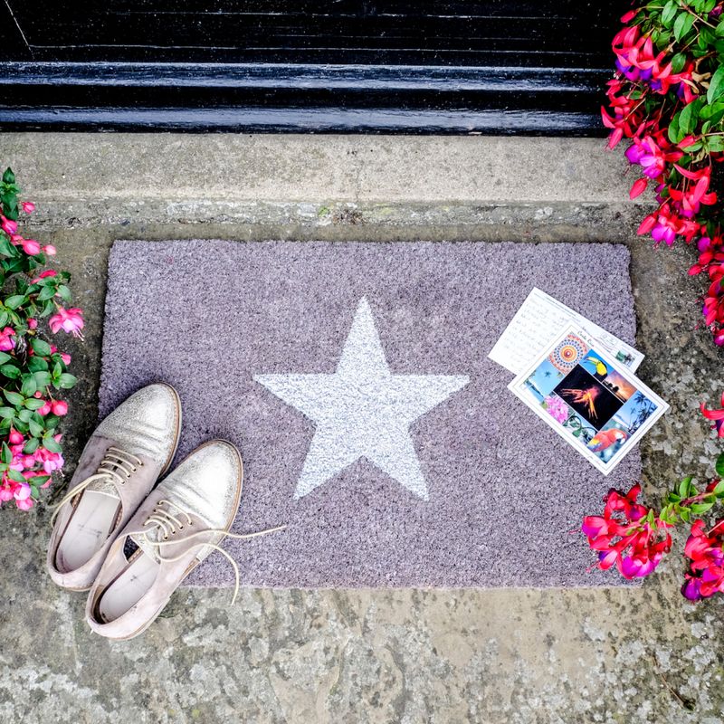 Artsy Glitter Coir Doormat Grey Star Door Superstore®