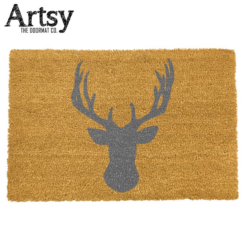 Artsy Grey Coir Doormat Grey Stag Head Door Superstore®
