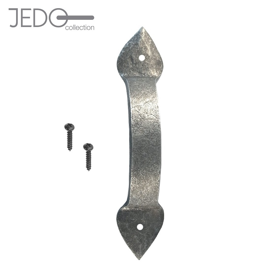 Hand Forged Door Pull Handle with Pewter Finish 265mm