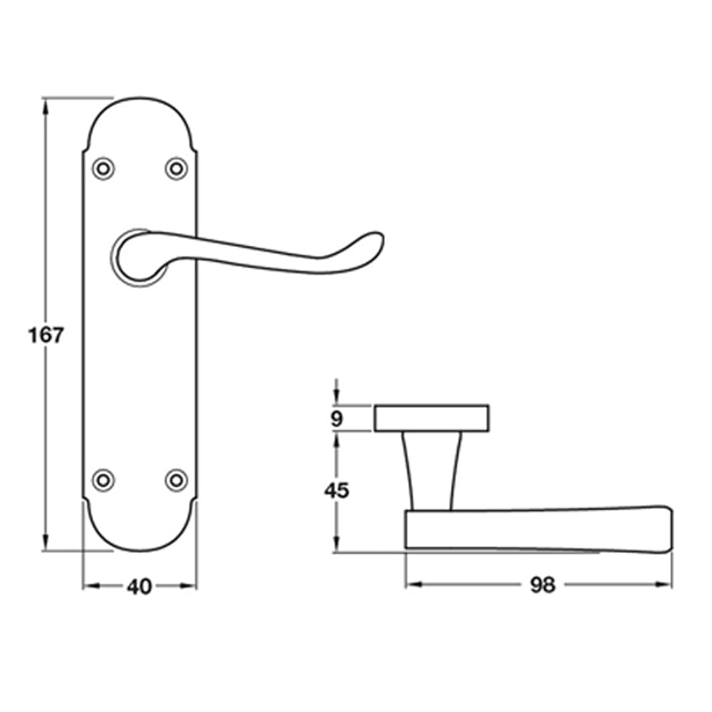 Hafele DOME CLASSIC Shaped Scroll Lever on Back Plate Door Handle Pair