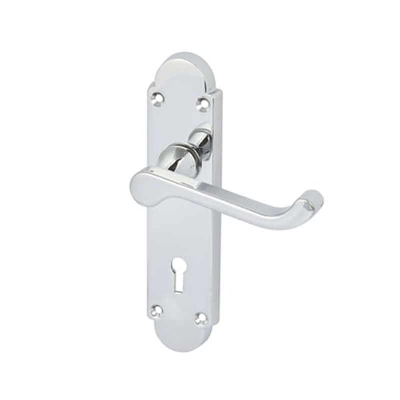 Hafele DOME CLASSIC Shaped Scroll Lever on Back Plate Door Handle Pair
