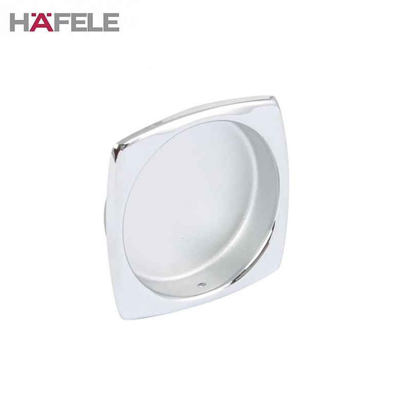 Flush Inset Square Inset Pull Handle for Sliding Doors in Dual Polished Chrome & Aluminium 44mm x 44mm