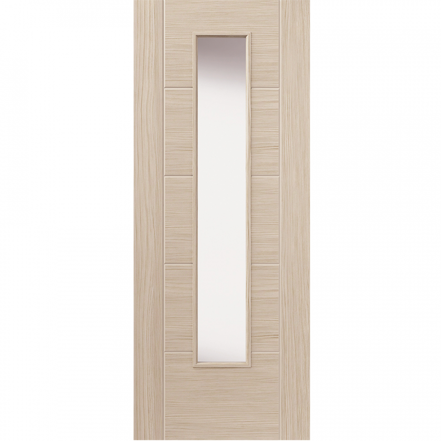 JB Kind Tigris Ivory Fully Finished Clear Glass Internal Door - 1981mm x 762mm (78 inch x 30 inch)
