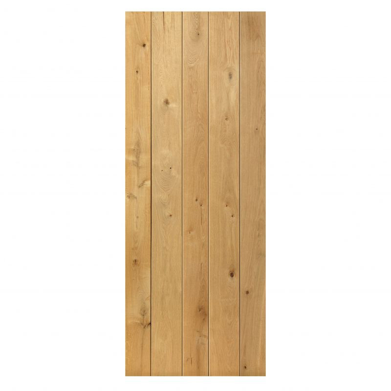 JB Kind Solid Plank Ledged Unfinished Knotty Oak Internal Door