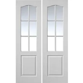 JB Kind Classique White Primed 6 Light Glass Internal Door Pair - 1981mm x 1220mm (78 inch x 48 inch)