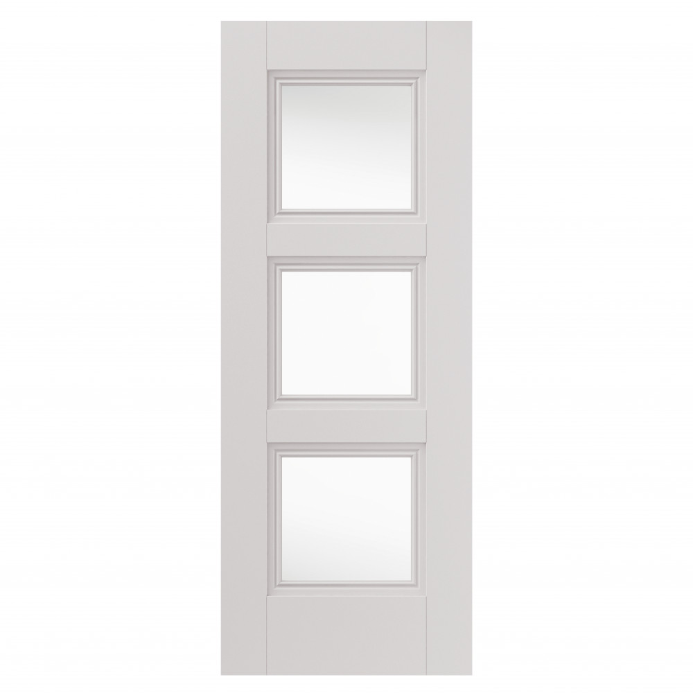 JB Kind Catton White Primed 3 Light Clear Glass Internal Door