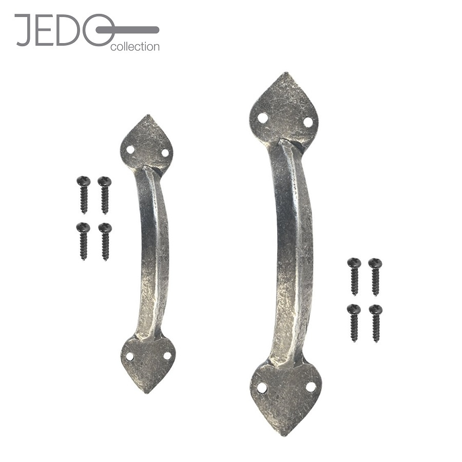 Jedo Hand Forged Cupboard Cabinet Door Pull Handle with Pewter Finish 125mm