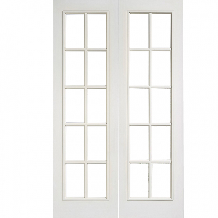 LPD 10 Panel White Primed Glazed Internal Door Pair - 1981mm x 1168mm (78 inch x 46 inch)