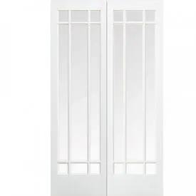 LPD Manhattan White Primed Bevelled Glass Internal Door Pair