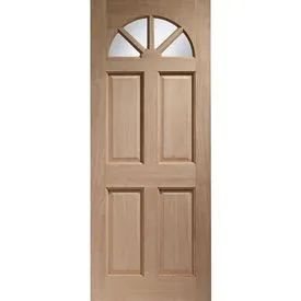 LPD Carolina 4 Panel Victorian Unfinished Natural Hardwood 4 Fanlight Unglazed External Front Door (M&T)