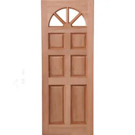 LPD Carolina 6 Panel Victorian Unfinished Natural Hardwood 4 Fanlight Unglazed External Front Door (D&G)