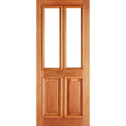 LPD Derby 2 Panel Victorian Unfinished Natural Hardwood 2 Light Unglazed External Front Door (M&T)