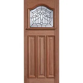 LPD Estate Crown 3 Panel Edwardian/1930s Unfinished Natural Hardwood 1 Light Decorative Glass External Front Door (M&T)