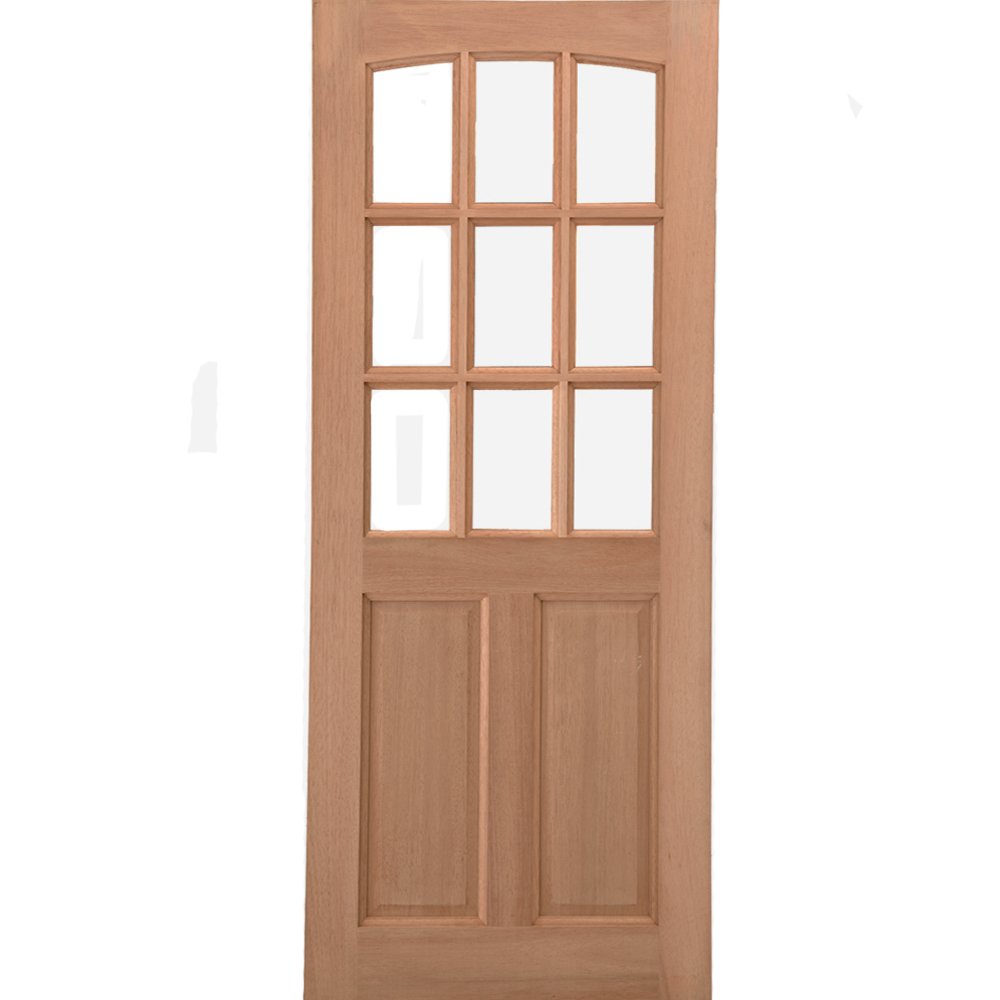 LPD Georgia 2 Panel Victorian Unfinished Natural Hardwood 9 Light Unglazed External Front Door (D&G)