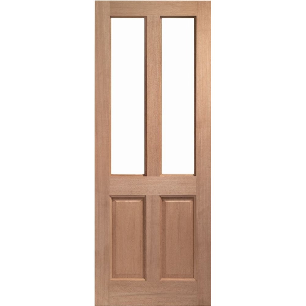 LPD Malton 2 Panel Victorian Unfinished Natural Hardwood 2 Light Unglazed External Front Door (M&T)