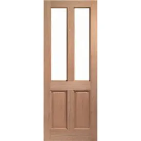 LPD Malton 2 Panel Victorian Unfinished Natural Hardwood 2 Light Unglazed External Front Door (M&T)