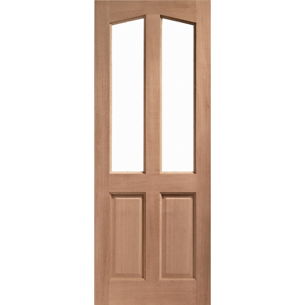 LPD Richmond 2 Panel Victorian Unfinished Natural Hardwood 2 Light Unglazed External Front Door (M&T)