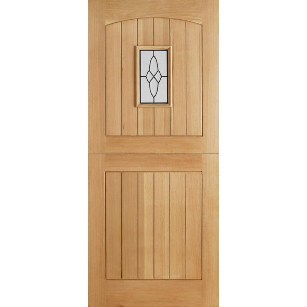 LPD 1 Panel Cottage Unfinished Natural Oak 1 Light Decorative Glass External Stable Door (D&G)