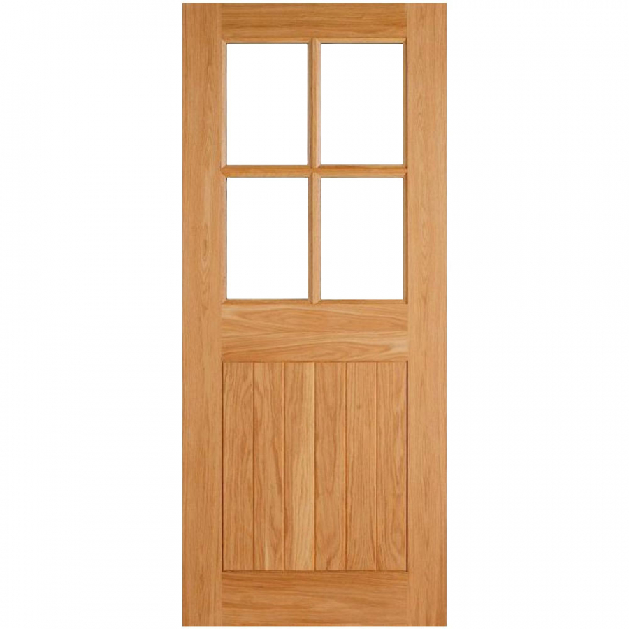 LPD External Oak COTTAGE 4 Light Clear Double Glazed Door D&G (32" x 80")