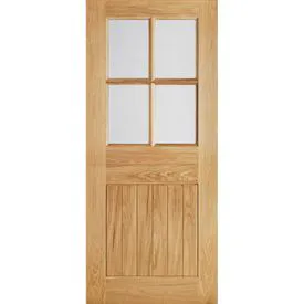 LPD 1 Panel Cottage Unfinished Natural Oak 4 Light Clear Glass External Stable Door (D&G)