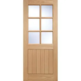 LPD 1 Panel Cottage Unfinished Natural Oak 6 Light Clear Glass External Front Door (D&G)