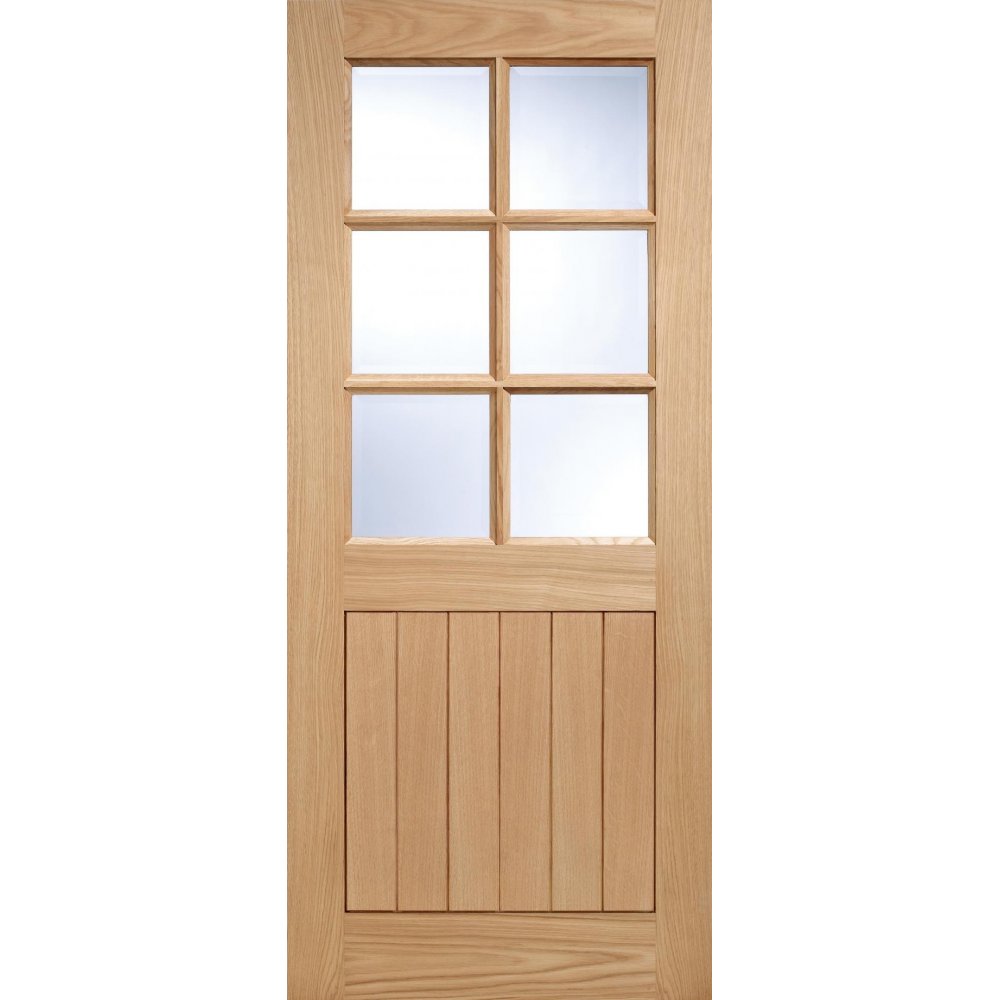 LPD External Oak COTTAGE 6 Light Clear Double Glazed Door D&G (32" x 80")
