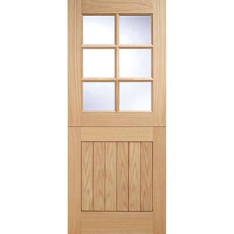 LPD 1 Panel Cottage Unfinished Natural Oak 6 Light Clear Glass External Stable Door (D&G)