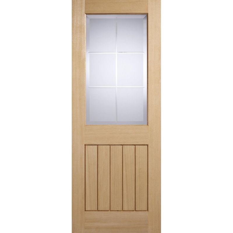 LPD Internal Oak MEXICANO VALENCIA Clear Cut Frosted Bevelled Glazed ...