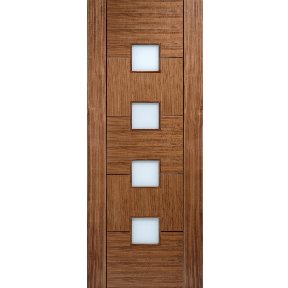 LPD Internal Walnut QUEBEC Pre-Finished 4 Light Frosted Glazed Door (33 ...