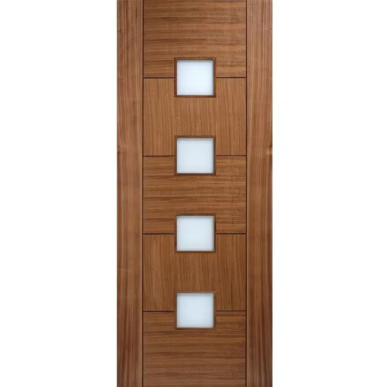 LPD Internal Walnut QUEBEC Pre-Finished 4 Light Frosted Glazed Door (33 ...