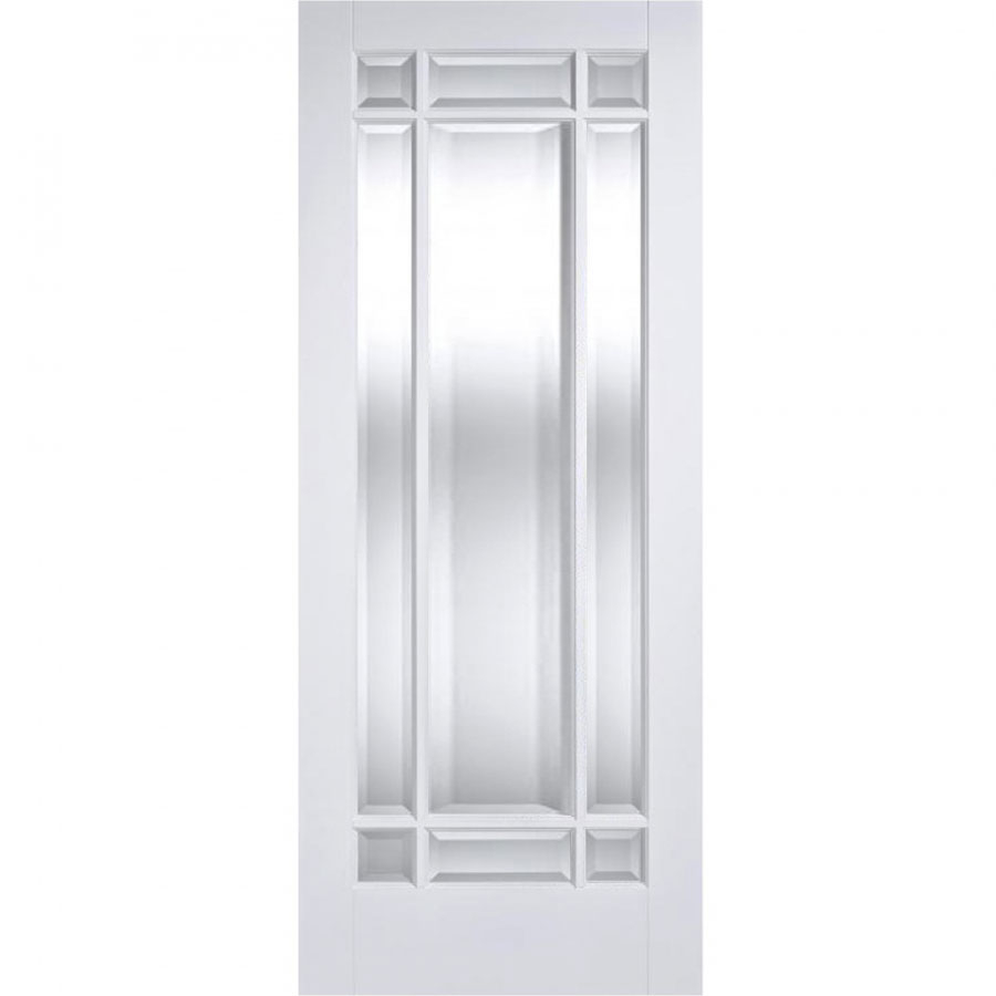 LPD Manhattan White Primed Clear Bevelled Glass Internal Door