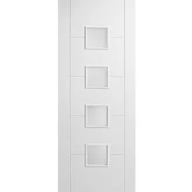 LPD Vancouver White Primed 4 Light Frosted Glass Internal Door