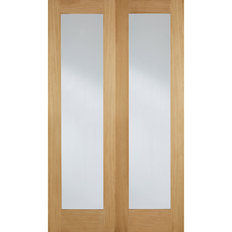 LPD Pattern 20 Unfinished Oak Glass Internal Door Pair