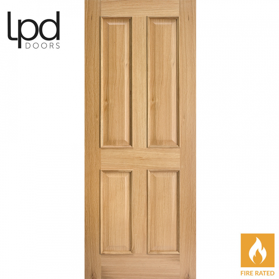 LPD Regency RM2S 4 Panel Unfinished Oak Internal FD30 Fire Door