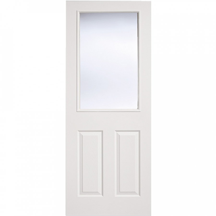 LPD Moulded Textured Primed White 1 Light Glass Internal Door