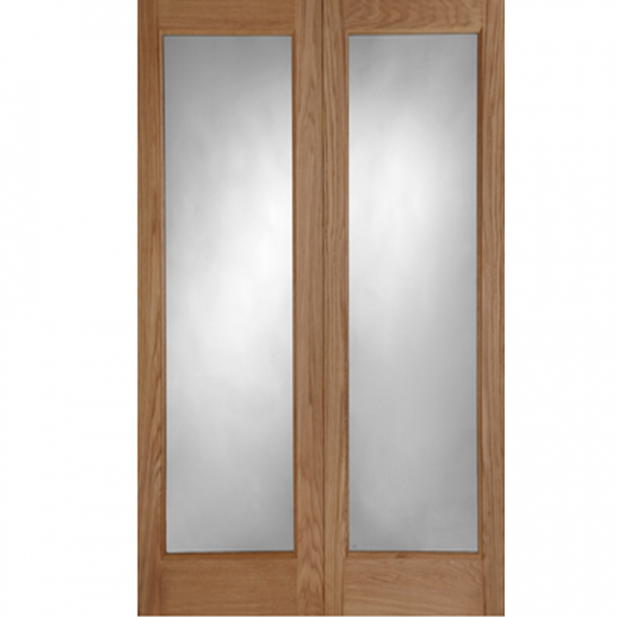 Mendes External Oak French Pattern 20 Front Door Pair