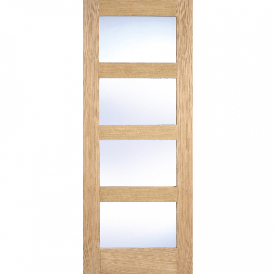 LPD Contemporary Fully Finished Oak Clear Glass Internal Door